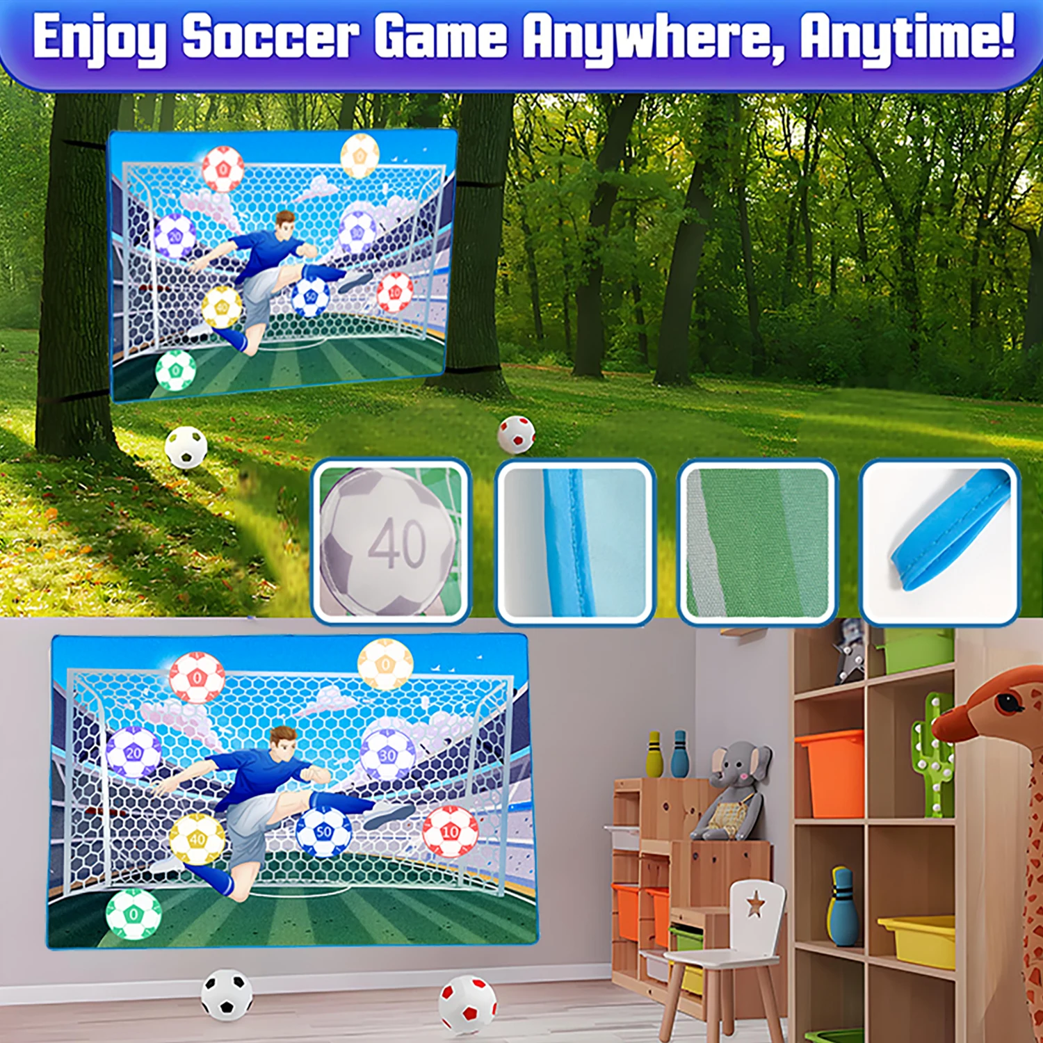 Fußball-Spielmatten-Set, klebriges Fußball-Zielwurfspiel für den Hinterhof im Freien, Sportspielzeug und Geschenk für Kinder ab 3 Jahren