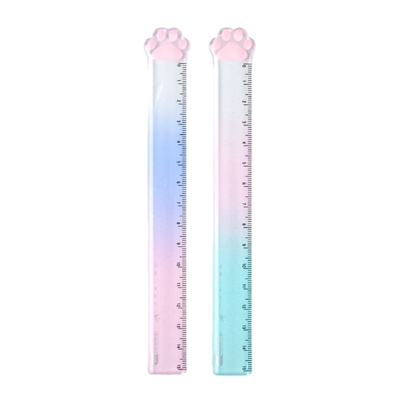 

2 Pieces Cartoon Drawing Ruler Color Paw Ruler Multifunctional Ruler Student Drawing Tool for Dropship