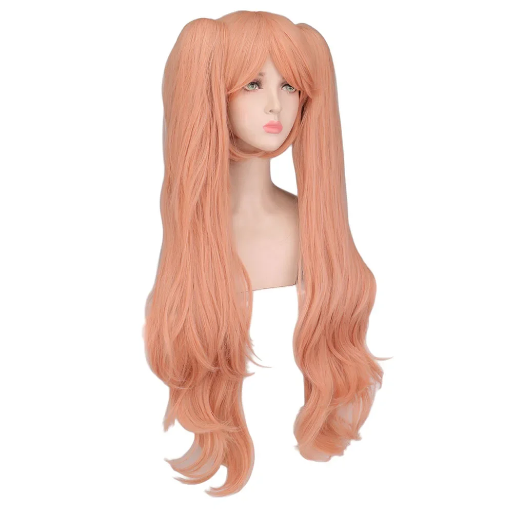 طويل الوردي تأثيري الباروكات شعر مستعار اصطناعي للفتيات زي حفلة الهالوين شعر مستعار ذيل حصان عيد الميلاد