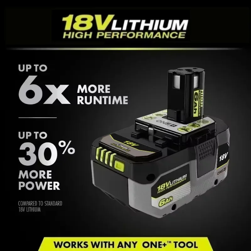 ForRYOBI ONE+ high-performance lithium battery 18V no memory effect, low self discharge, suitable for all ONE+tools P104,P107