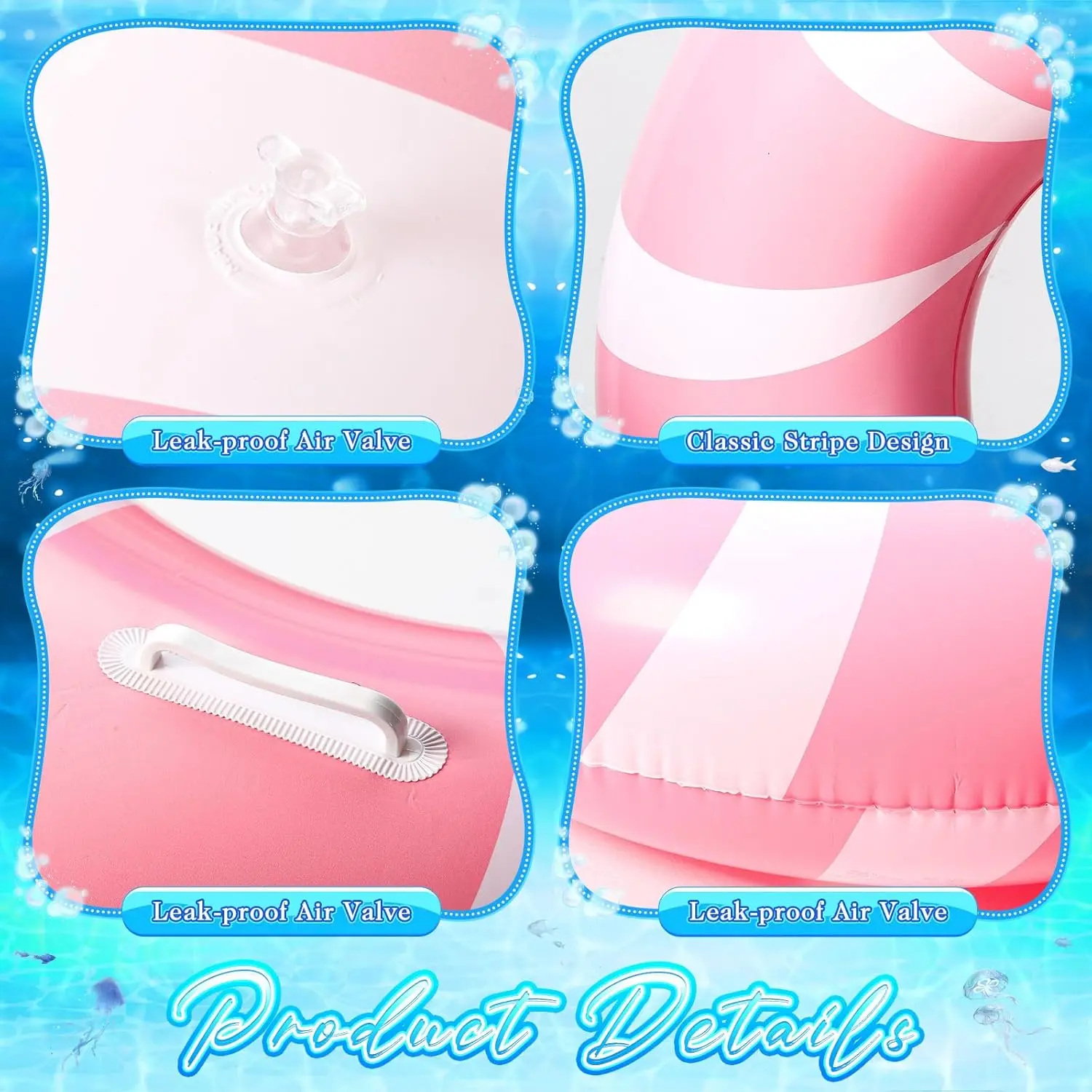 Anello da nuoto rosa jumbo da 3 pezzi con manici Anello da piscina gonfiabile da 47,24 pollici Anello da piscina gonfiabile a strisce classiche per