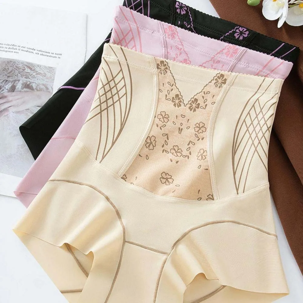 

High Waist Postpartum Body Shaper Floral Leaf Girdle Panties Slimming Shapers Belly Contracting Seamless