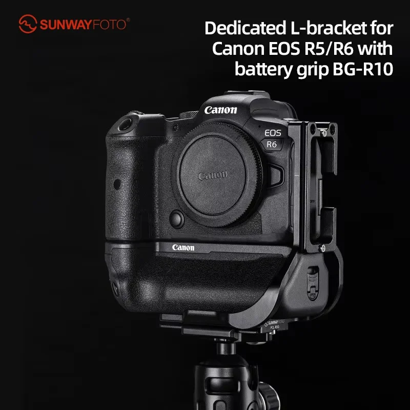 SUNWAYFOTO L-bracket for Canon EOS R5/R6, with battery grip BG-R10 Arca RRS compatible PCL-R5G