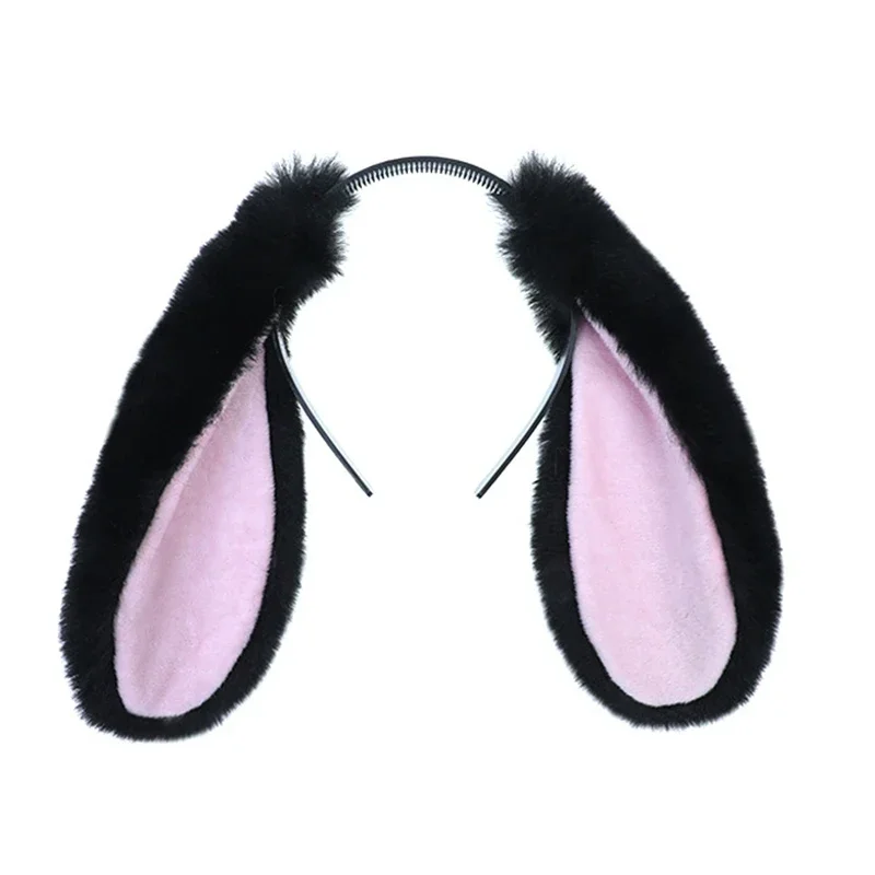 Drooping Ears Hair Hoop Handmade Realistic Plush Rabbit for Adults Cosplay Costume Accessories
