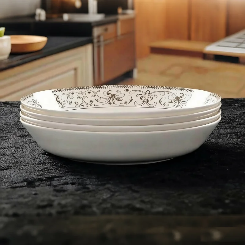 8 inch, bone china dishes and plates sets, gold butterfly banding designed, chinese wedding charger dish, white ceramic dishes