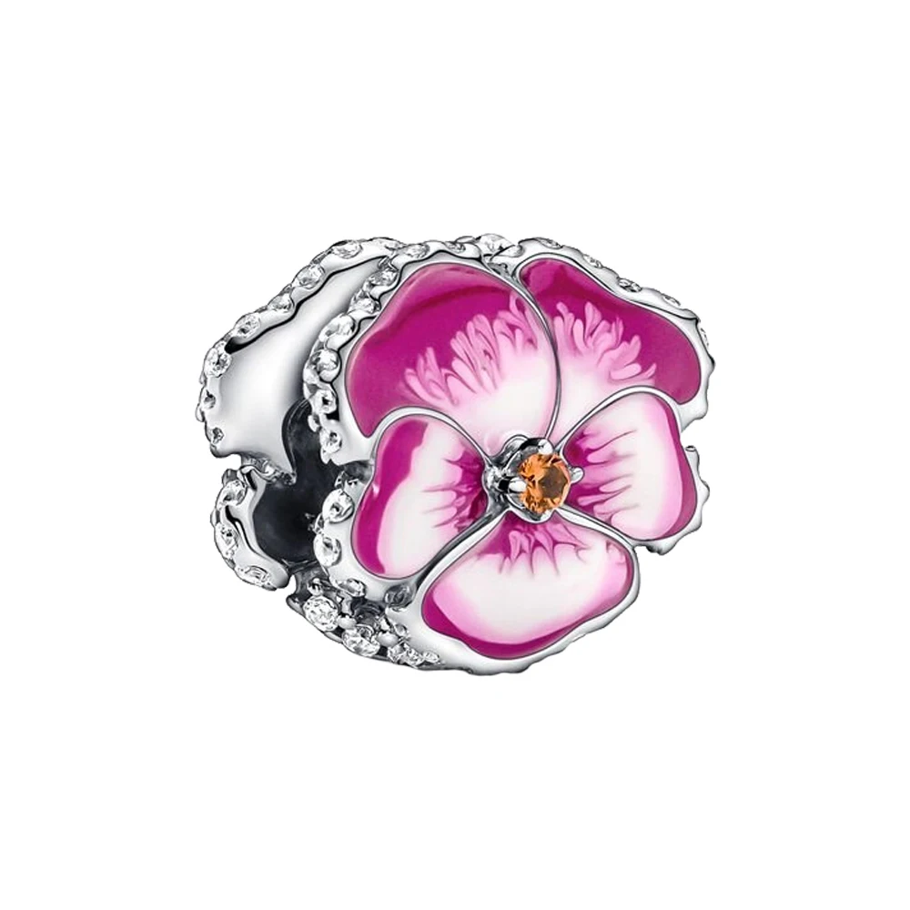 Perles de fleur en argent regardé 925 pour bracelet Pandora, convient aux breloques, bijoux de direction, original, 925