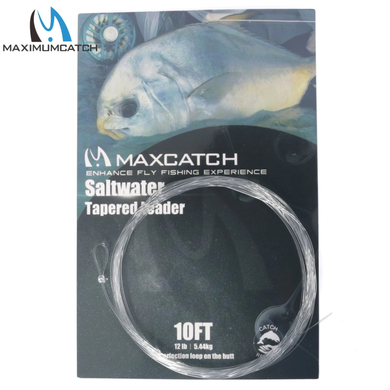 Maximumcatch 6PCS Saltwater Tapered Fly Fishing Leader Line 10FT 10-30LB Clear Leader with Loops Nylon Fishing Line