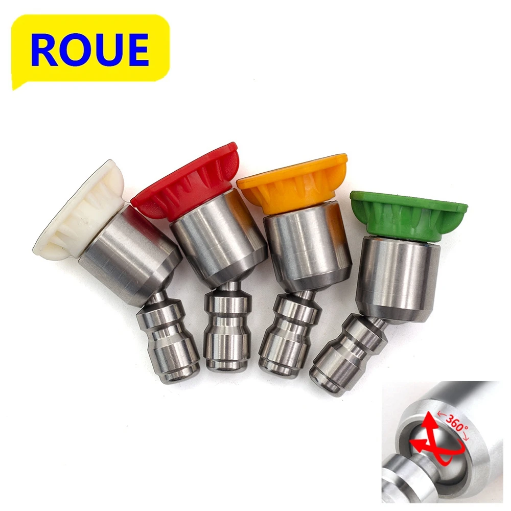 ROUE 360 gradi 1/4 "acciaio inossidabile 4000 Psi Spray ad alta pressione a connessione rapida 0 15 25 ugello da 40 gradi accessori per autolavaggio