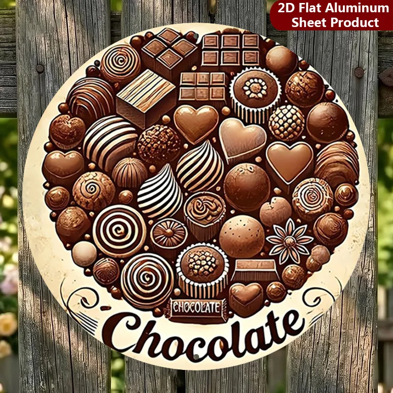 2D Flat 1pc Rich Chocolate Sign, 8X8 Inches Sweet Treats Metal Wall Decor, Luxury Confectionery Decorative Sign