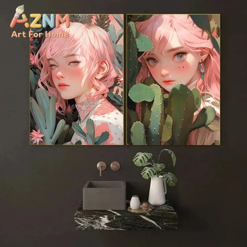 1pc frameless Canvas Painting Girl Look Back and Smile Decor for Minimalist Wall  Print Canvas Painting Posters for Living Room