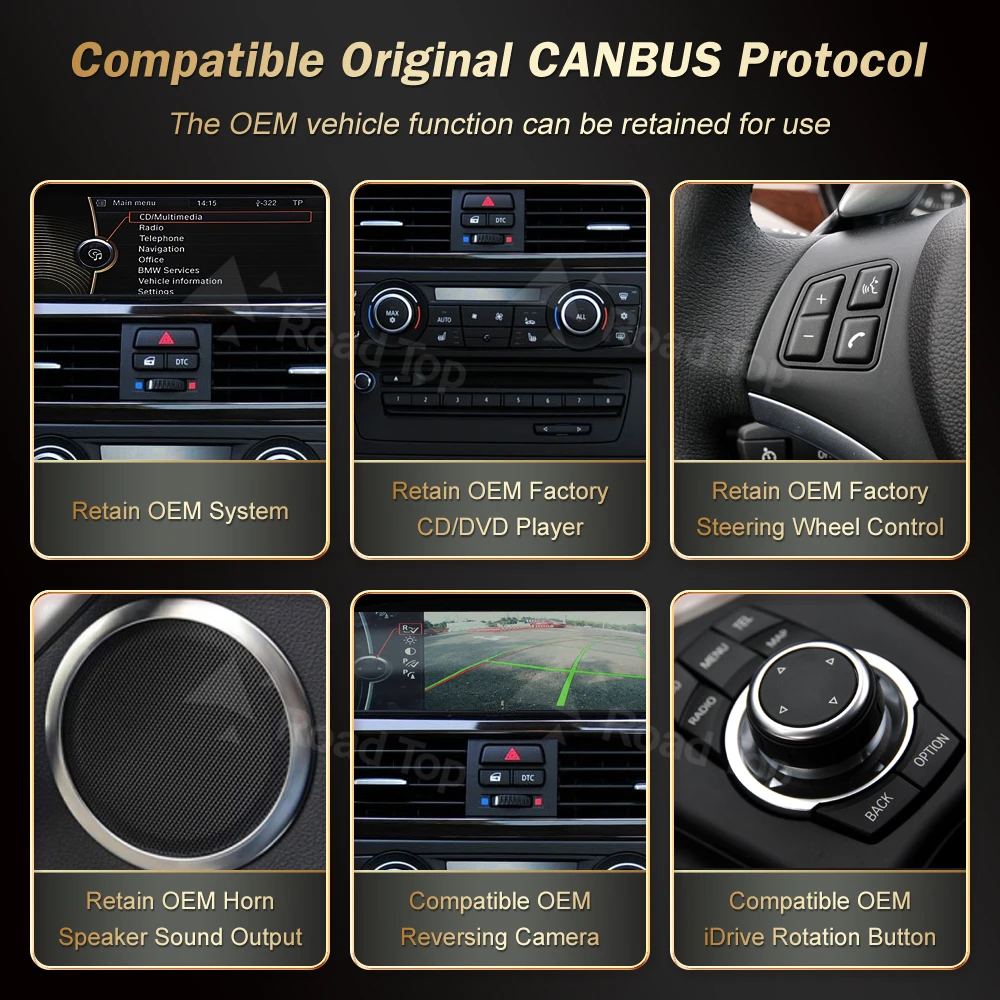 12.3 RoadTop Wireless CarPlay Android-Auto لسيارات BMW Series 3 5 E90 E91 E92 E93 E60 E61 CCC CIC شاشة رفيعة للغاية للوسائط المتعددة