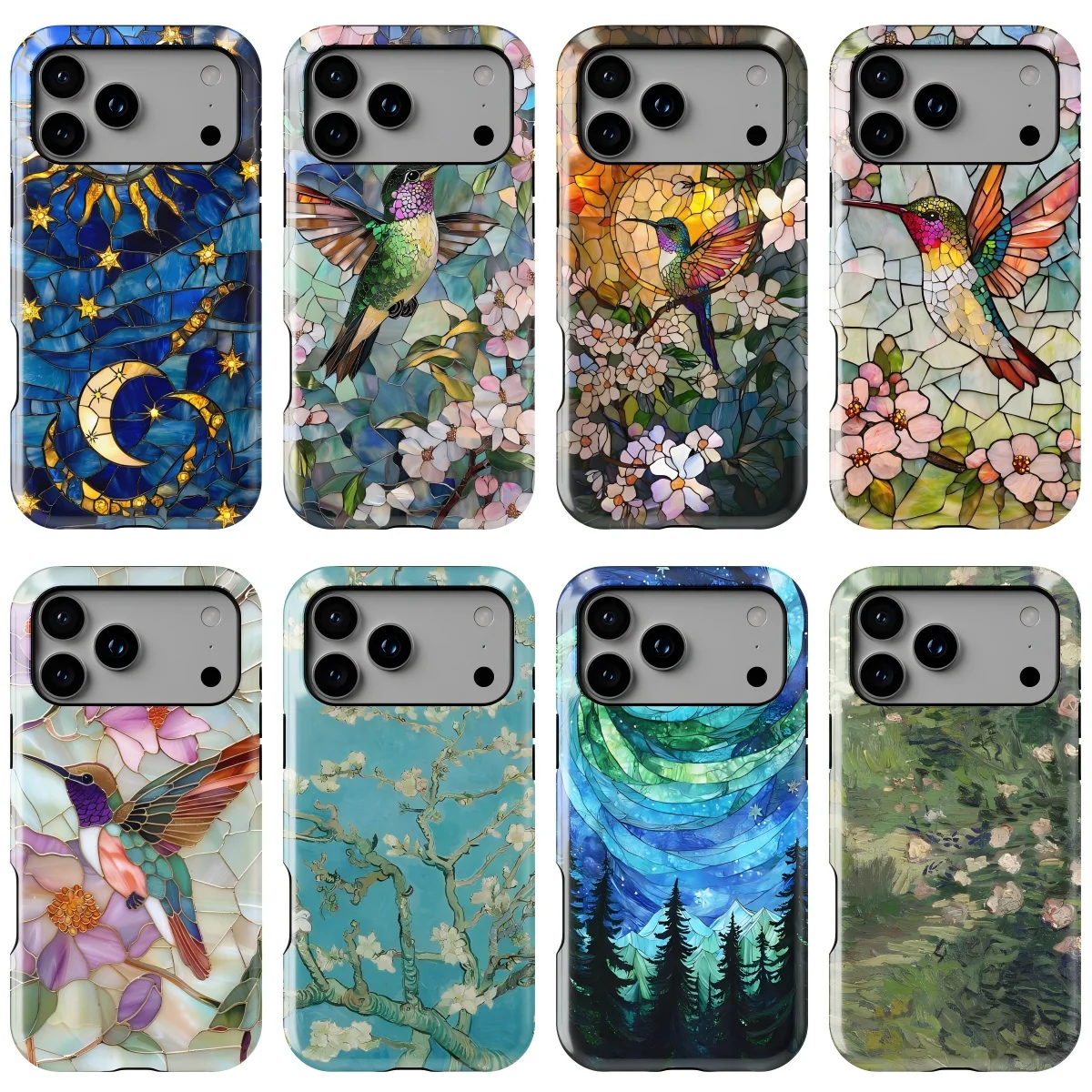 Stained Glass Floral Cute Swallow Phone Case for Samsung Galaxy S20 S23 S24 S25 S26 FE Plus Ultra Edge 4G 5G Luxury Double-layer