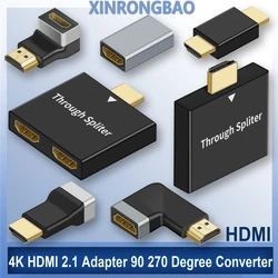 HDMI 2.1 Adapter 90 270 Degree Right Angle 1 to 2 4K HDMI Extender HDMI Male to Female Cable Connector for TV PS4 HDMI Converter