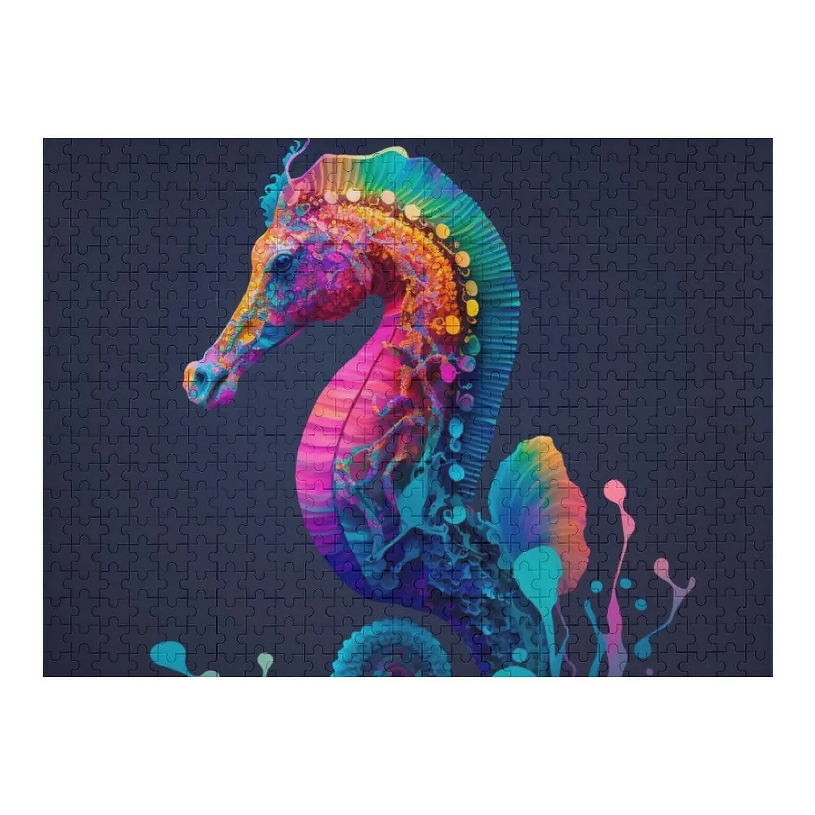 

Colorful SeaHorse Jigsaw Puzzle Personalised Wood Animals Wooden Compositions For Children Customizable Child Gift Puzzle
