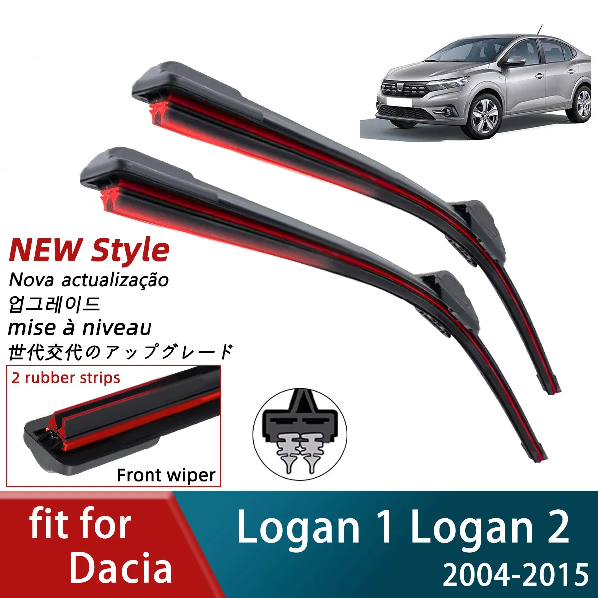 

Double Rubber Car Wipers for Dacia Logan 1 Logan II Front Wipers Blades Brushes Cutter Accessories Windscreen Automobile Parts