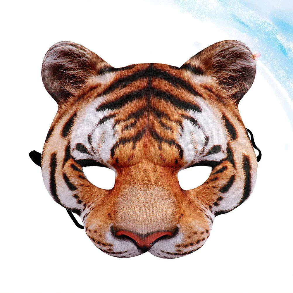 

EVA Simulation Tiger Headgear Stereoscopic Animal Masquerade Full Face Masquerade Funny Halloween Performance Prop for Party