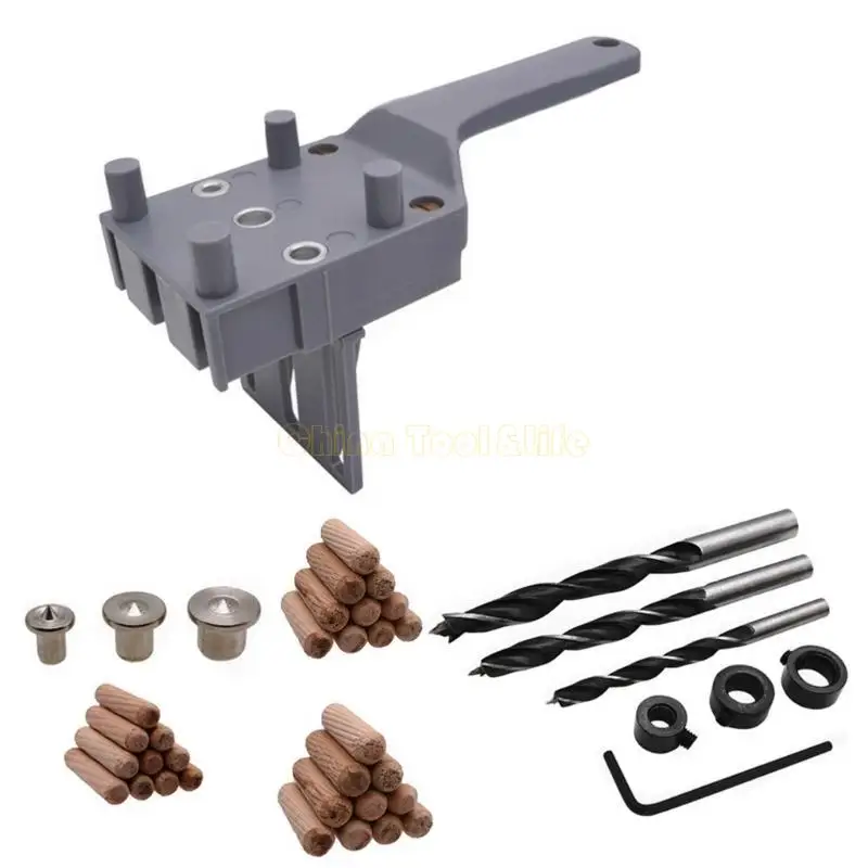 Hướng dẫn khoan 57QF 6/8/10 mm tay cầm tay Jig Jig Dowel Công cụ định vị lỗ thẳng