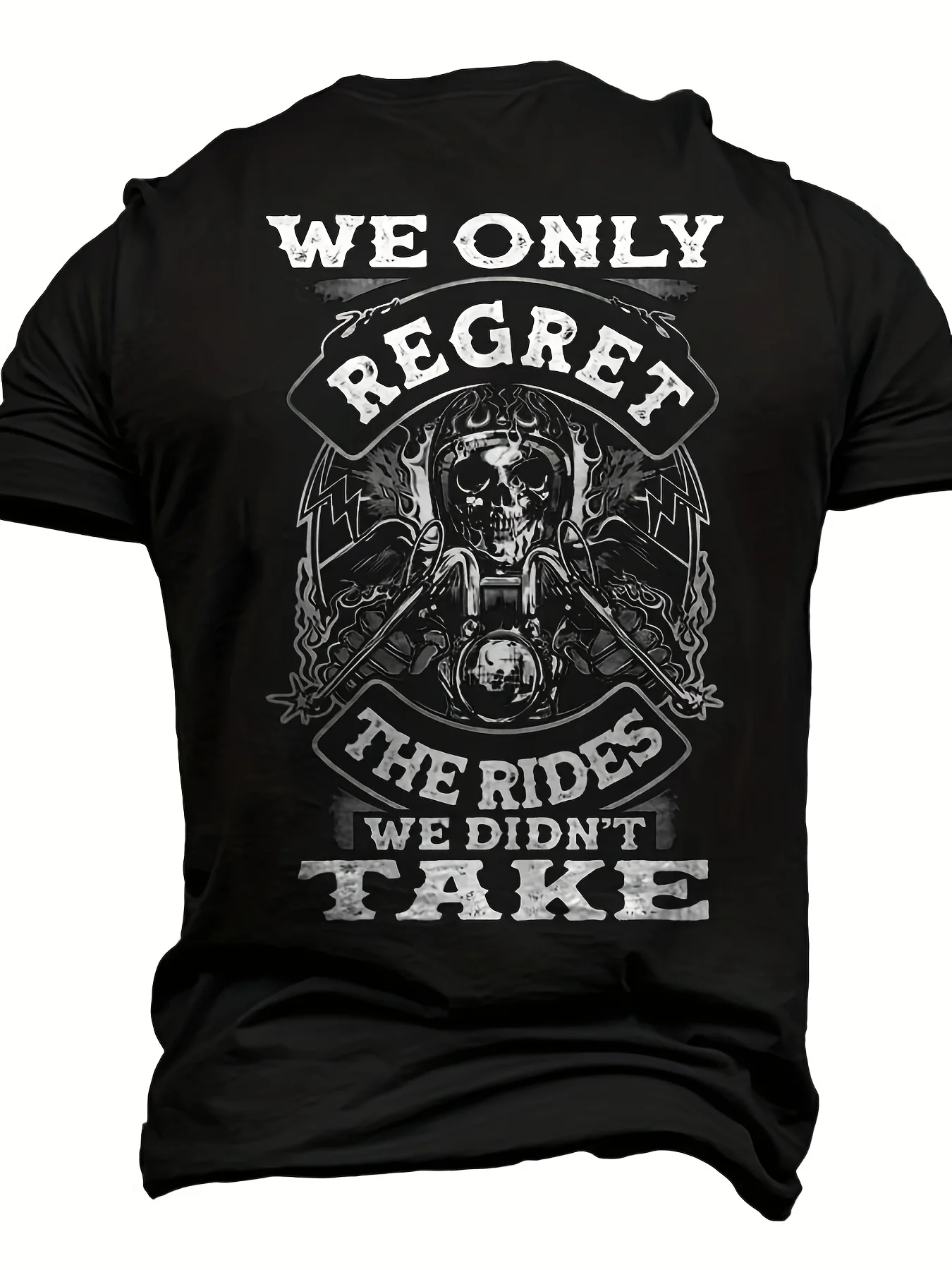 Men's Y2K Gothic Motorcycle T Shirt with Skull and Rider Print on the Back Featuring the Slogan 