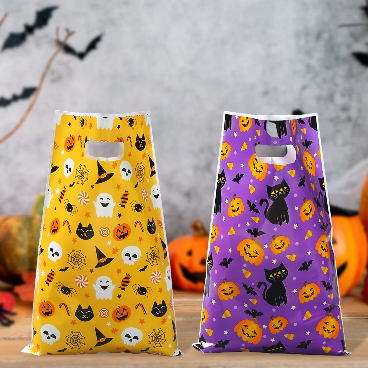 Halloween Candy Bag Pumpkin Bat Cookie Bags Kids Gift Packaging Bag Party Supplies Trick or Treat Halloween Birthday Party Decor