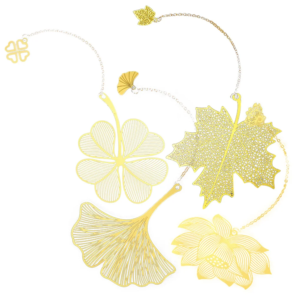 4Pcs Hollow Out Metal Bookmark Leaf Design Bookmarks for Men Reading Decorative Bookmark Gift for Book Enthusiasts