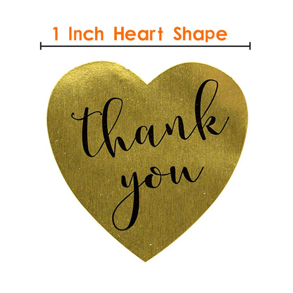 

500Pcs Premium Heart Shaped Thank You Stickers Self Adhesive for Candy Bags Biscuit Packaging Baking Labels Wrapping Stickers