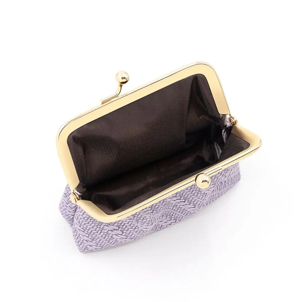 

Durable Coin Organizer Mini Portable Faux Leather Coin Purse with Kiss Lock Clasp for Earphones Lipstick for Trinkets