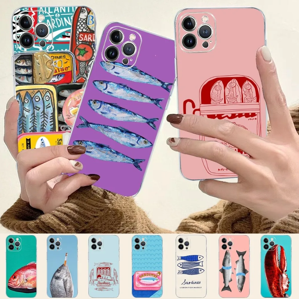 Sardines Phone Case For IPhone 15 14 13 12 Mini 11 Pro XS Max X XR SE 6 7 8 Plus Soft Silicone Cover