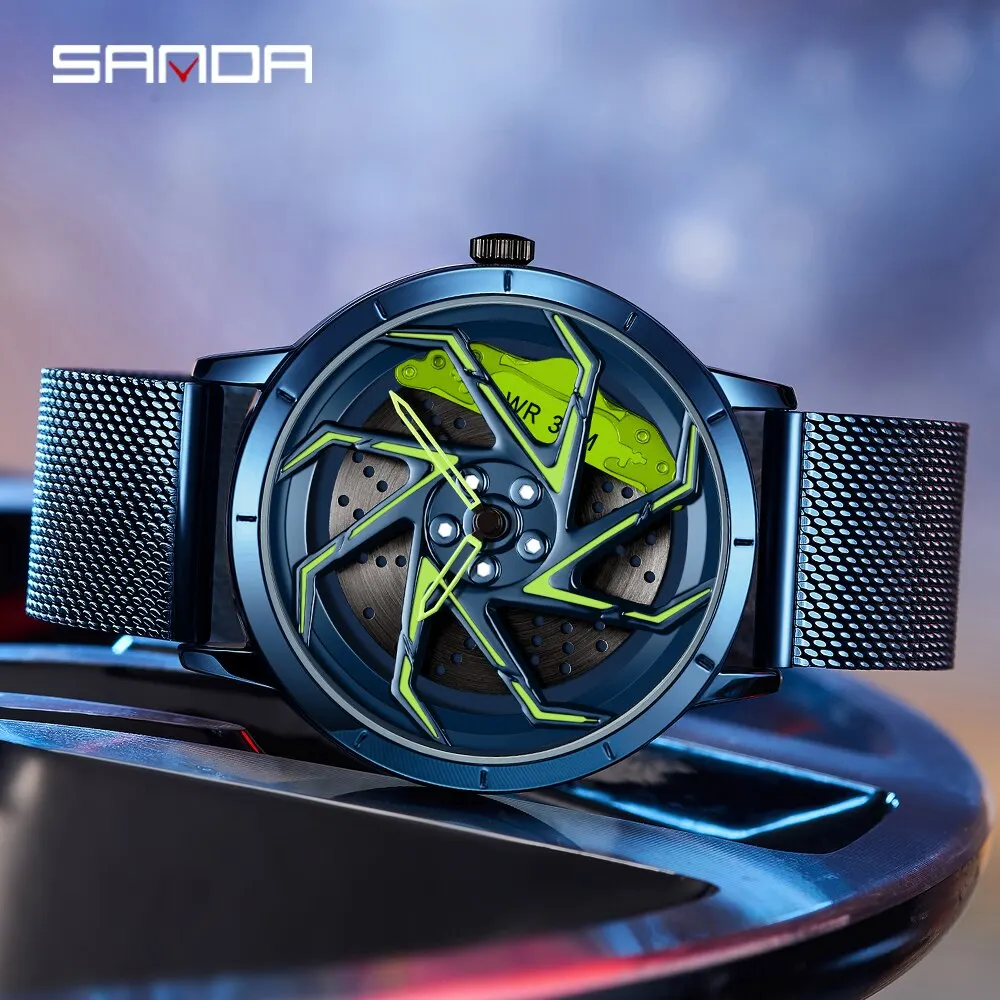 ساعات ساندا الأكثر مبيعاً ، ساعات الرجال ، ساعة رياضية مقاومة للماء مع حزام ، ساعة يد كوارتز بحافة عجلة دوارة