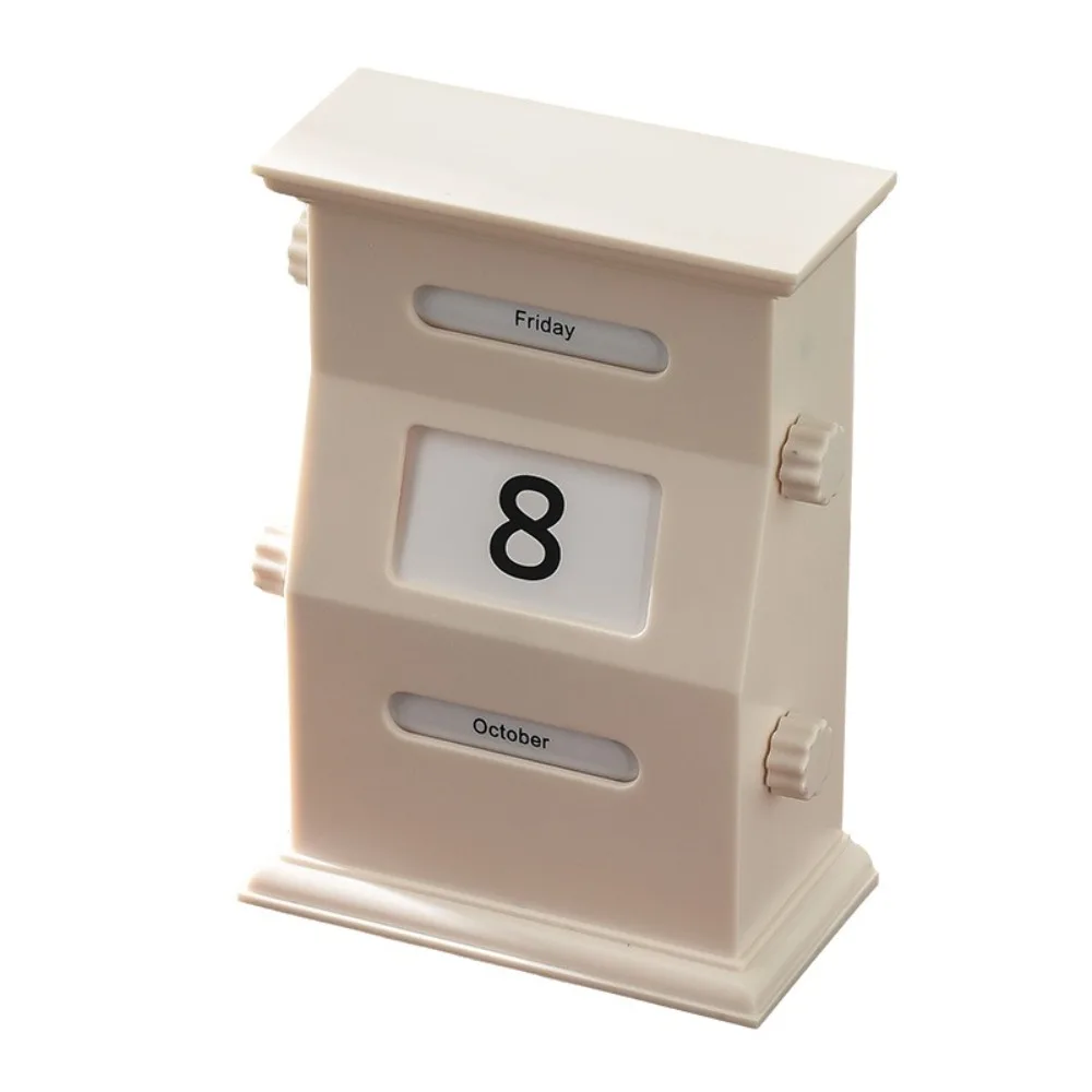 

Vintage Perpetual Desk Calendar Rotation Plastic Retro Calendar Blocks Light Luxury Desk Date Display Block Calendar Office