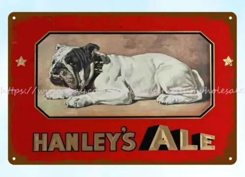 wall art posters HANLEY'S ALE REVERSE PAINTED GLASS metal tin sign