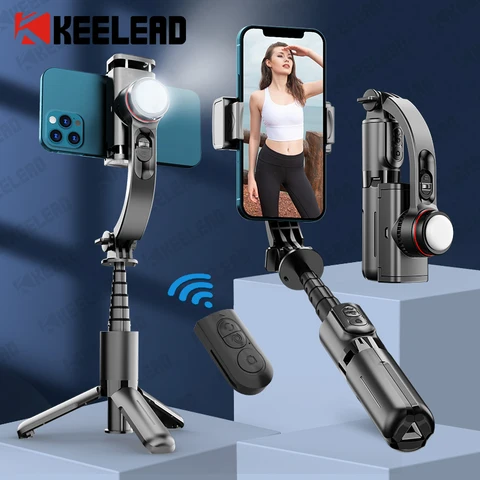 Gimbal estabilizador selfie vara tripé com luz de preenchimento bluetooth sem fio extensível para samsung iphone celular smartphone