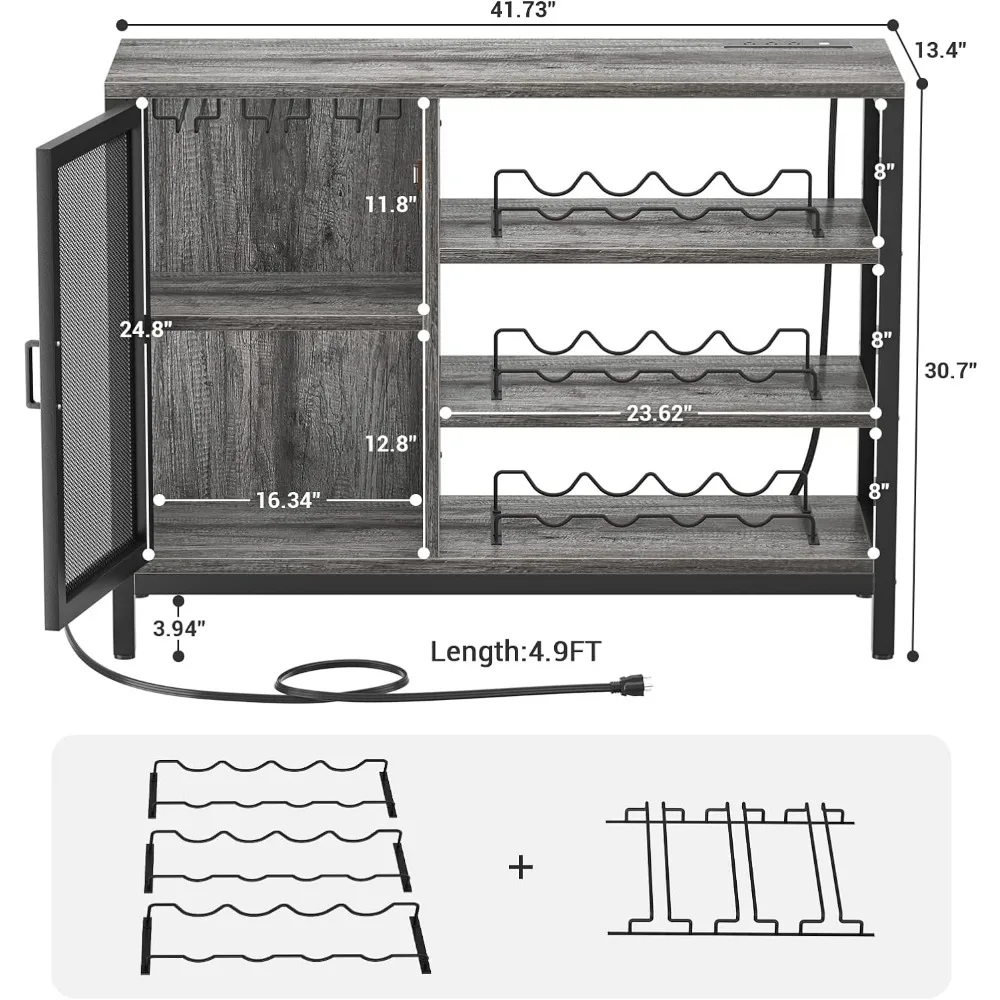 Шкаф Homieasy для винного бара с розетками, промышленные барные Шкафы для ликера и бокалов, фермерский мини-кофейный бар для ликера