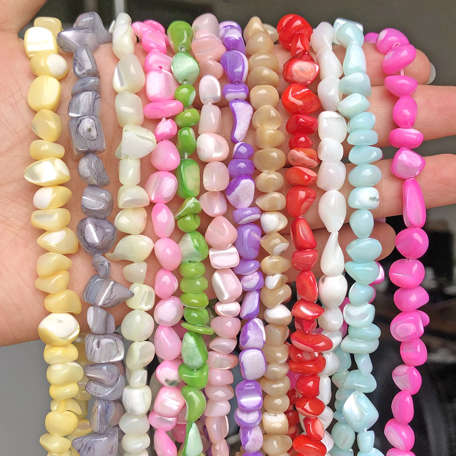 5-8mm Irregular Graval Shell Bead Dyed Mother of Pearl Shell Loose Beads for DIY Jewelry Making Bracelet Earrings 15\'\' Wholesale