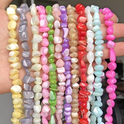 5-8mm Irregular Graval Shell Bead Dyed Mother of Pearl Shell Loose Beads for DIY Jewelry Making Bracelet Earrings 15'' Wholesale