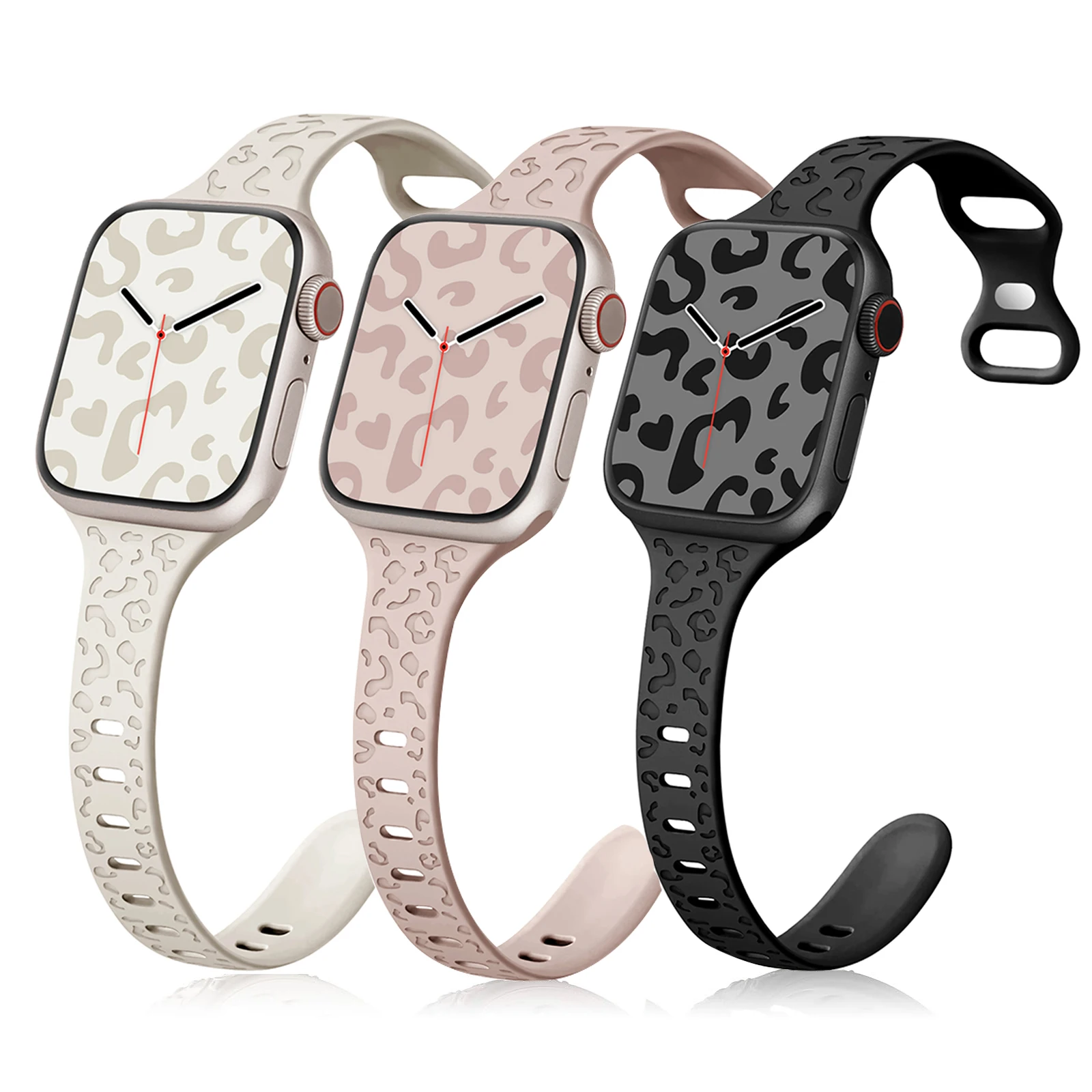 Slim Leopard Engraved Strap for Apple Watch Ultra 2 Band 49mm 44MM 42mm 40mm 41MM 45mm 38mm Bracelet for Iwatch 9 8 7 Se 6 5 4 3