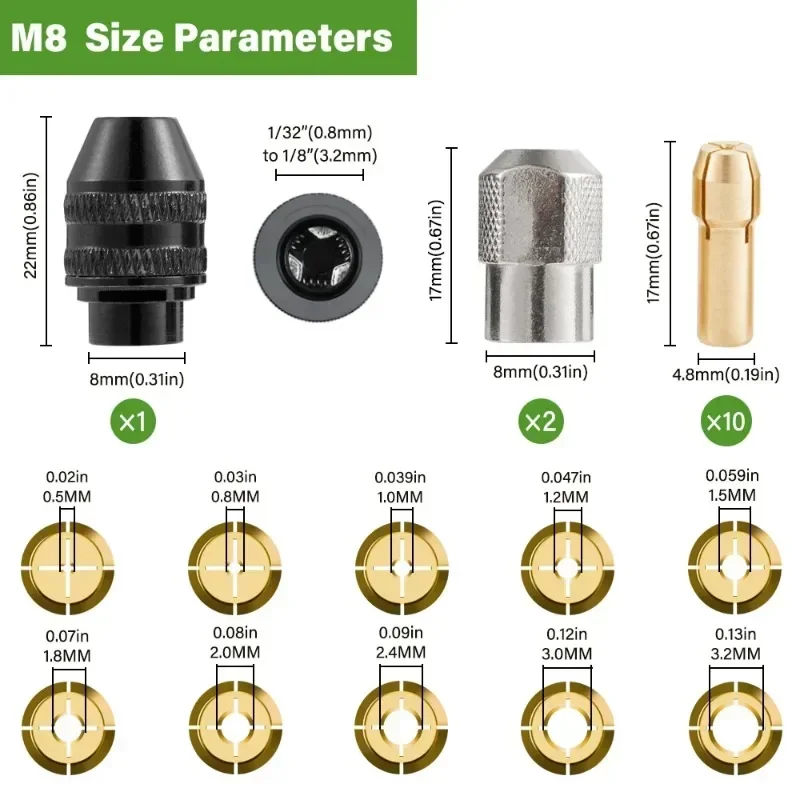 28 قطعة مثقاب الخشب للمعادن كوليت تشاك محول مجموعة دريمل 1/32 "إلى 1/8" 4486 استبدال أداة الملحقات أدوات عرقوب بدون مفتاح #5