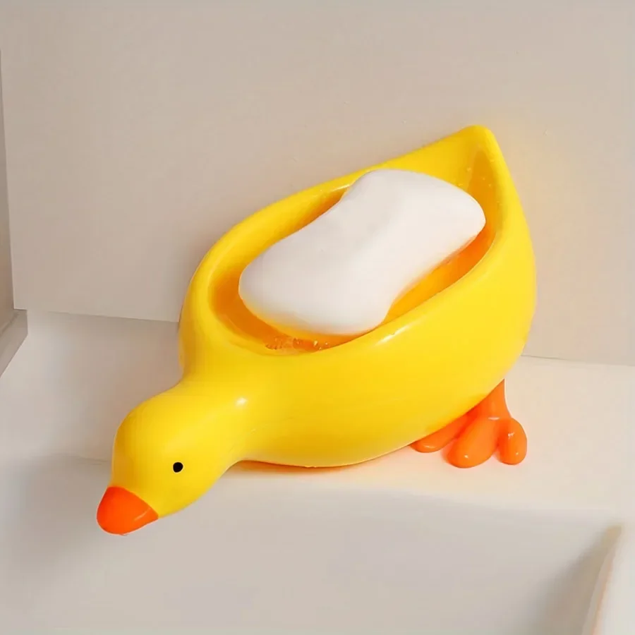 Soap Tray Self-draining Soap Rack Cute Duck-shaped Creative Rack for Shower Bathroom Kitchen Tub Sink Tray Bracket Bathroom