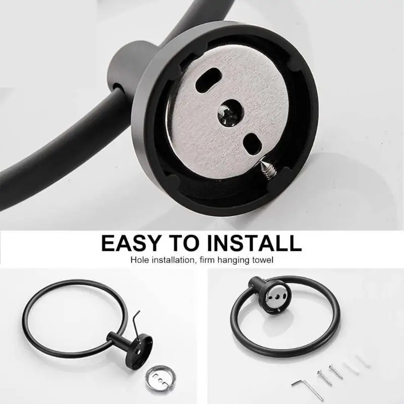 Bathroom Towel Rack 304 Stainless Steel Towel Holder Ring Towel Hook