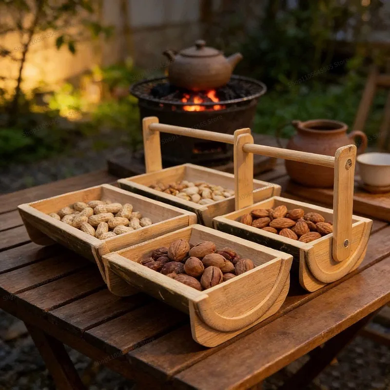 For bamboo retro tea room storage ornament tea set storage dry tea tray cake tray