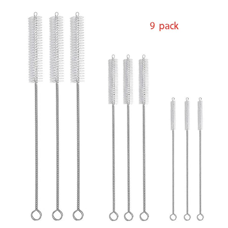 Drinking Straw Cleaning Brush Set - 9 Piece Extra Long Pipe Cleaner for Glasses, Straw Cups, Bottles and Tubes