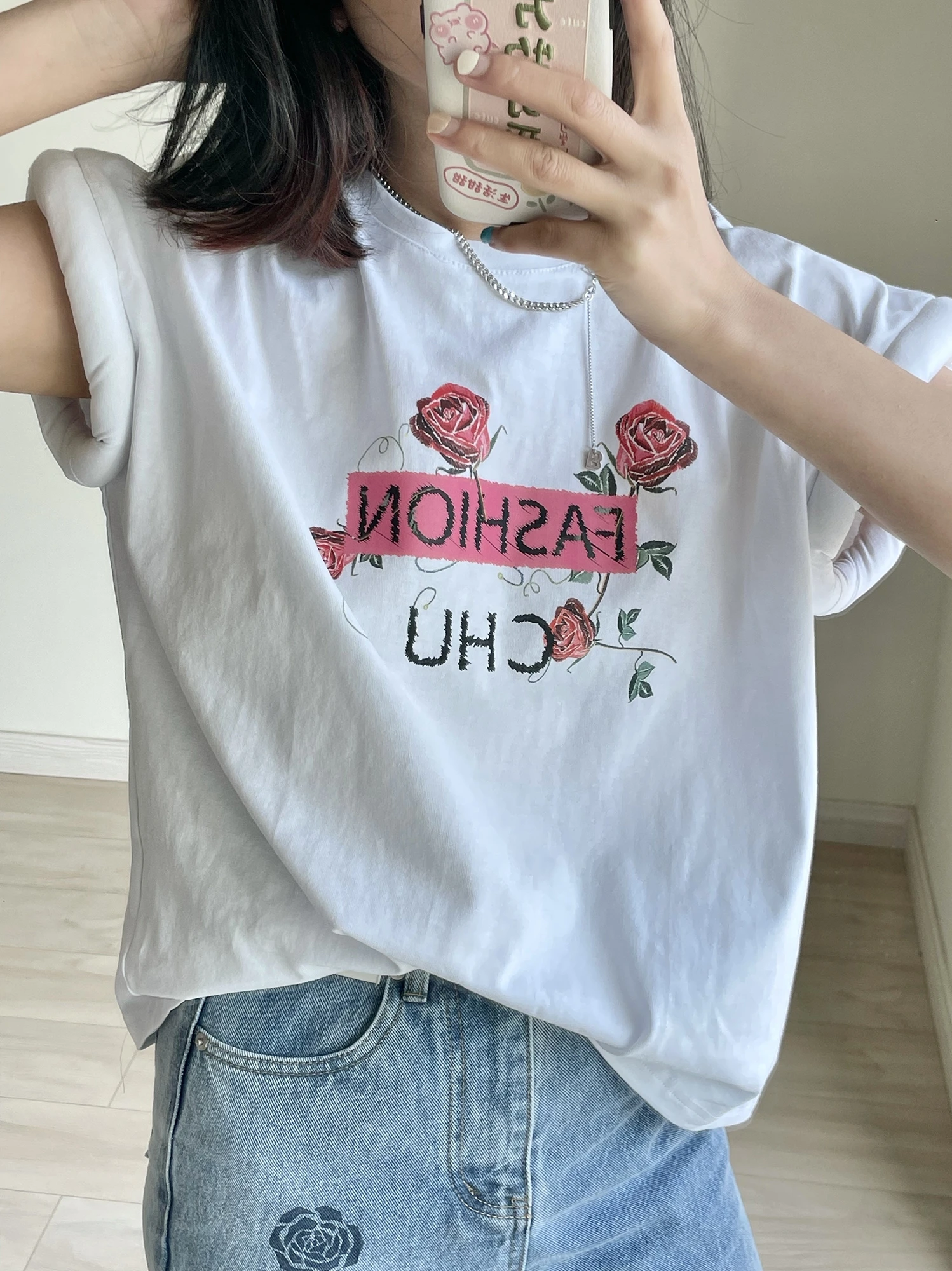 

Свободная повседневная женская футболка с круглым вырезом и коротким рукавом, с буквенным принтом, для узкого круга аудитории, весенняя модная новинка, свободный крой