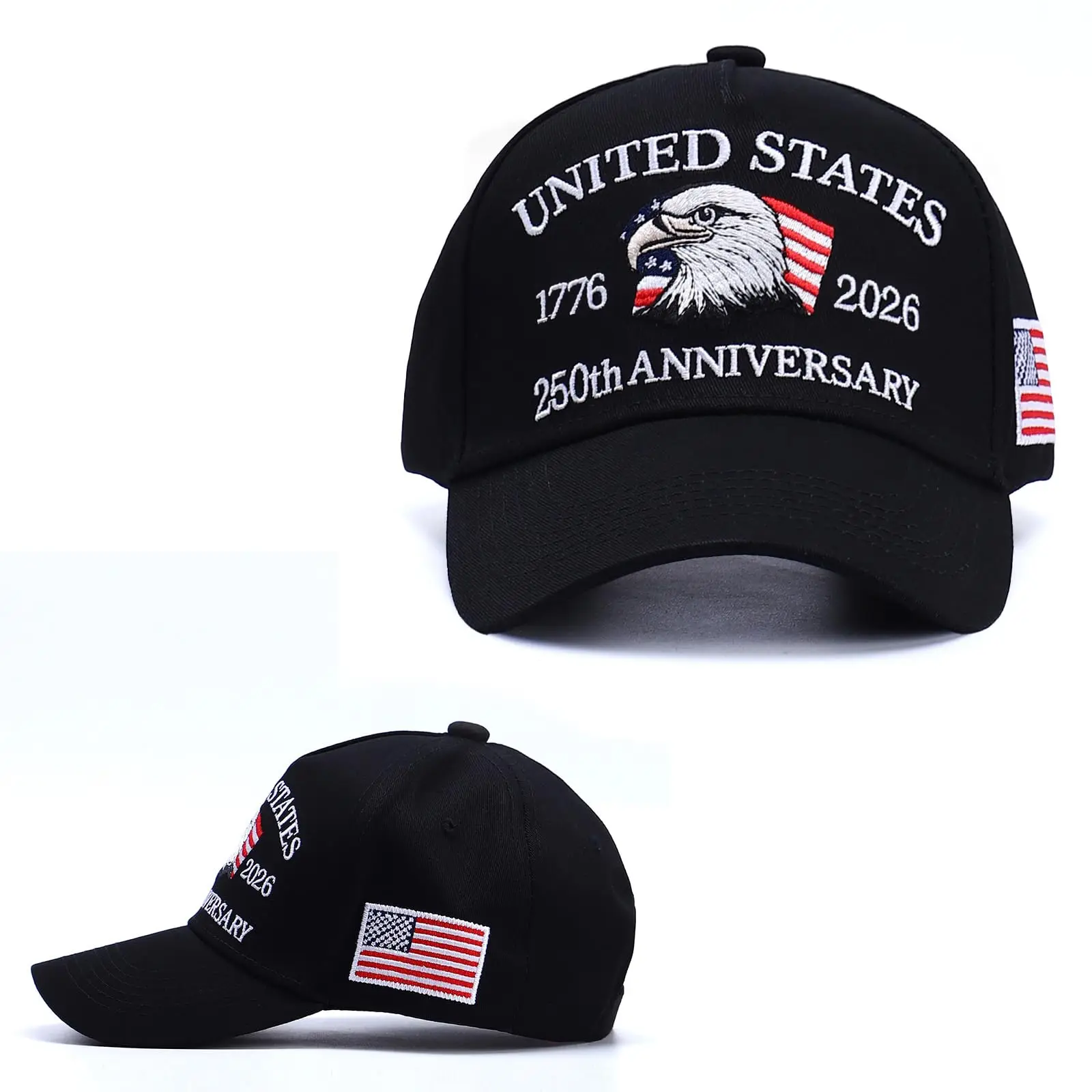 United States 250th Anniversary Baseball Cap Embroidered Eagle American Flag Hat Adjustable Unisex Patriotic Dad Cap 1776–2026