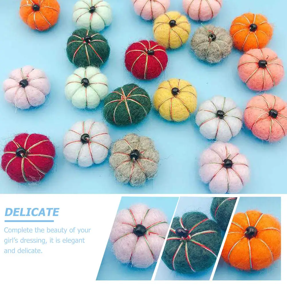 6Pcs DIY Felt Pumpkin Brooch Accessories Bright Color Pumpkin Shape Headdress Decor Lovely Wool Felt Charm for Hairpin Brooch