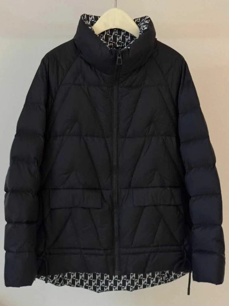 2025 nova cor sólida parkas inverno leve para baixo jaqueta moda casual solto elegante feminino pato branco puffer casaco outerwear