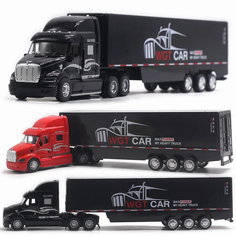 1: 48 American Alloy Container Truck Sound and Light Vehicle Model Transport Vehicle Truck Model 34.5CM