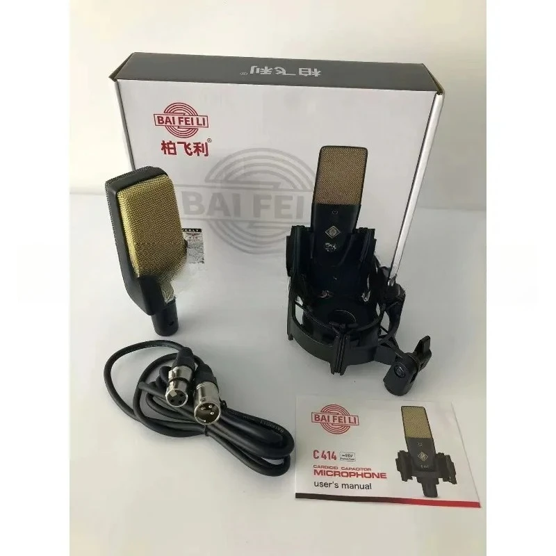 C414 Professional Condenser Microphone With 34mm Large Diaphragm Cardioid Mic For Singing/Recording/Streaming