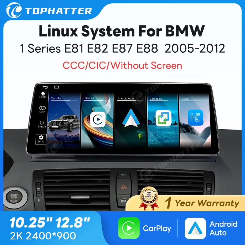 

For BMW 1 Series E81 E82 E87 E88 Linux Multimedia System 10.25" 12.8" 2K Display GPS Navigation BT CarPlay Android Auto CCC CIC