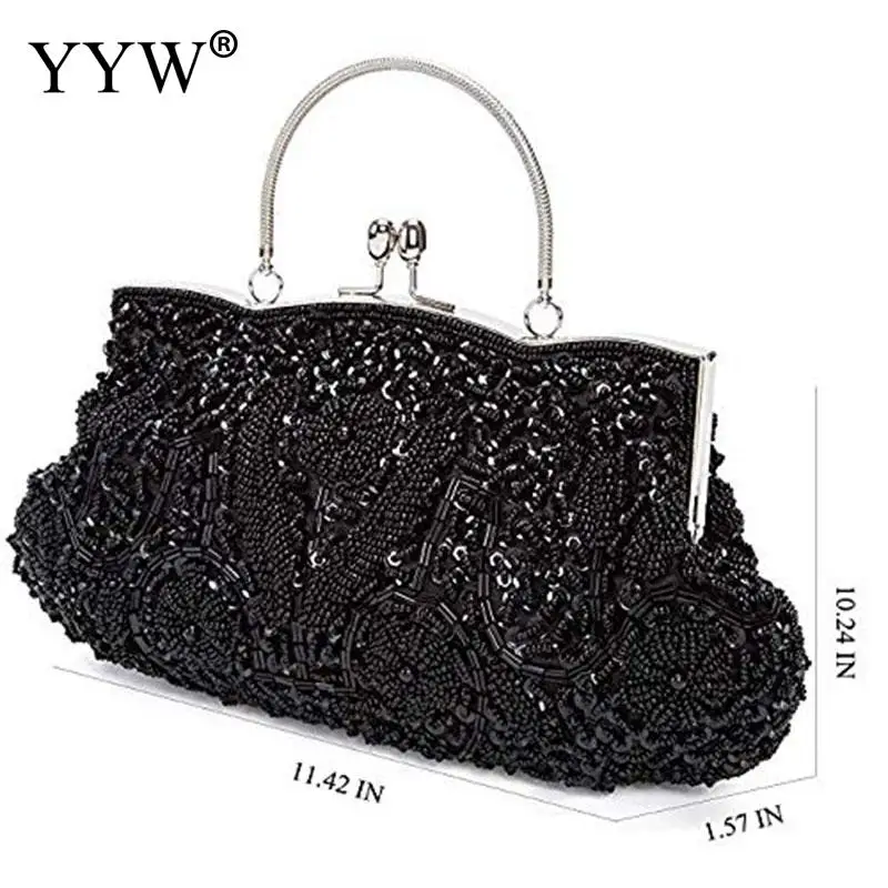 Crystal Beaded Evening Party Clutch Handbag Women Floral Printing Soft Tote Bags Metal Top Handle Wedding Brides Messenger Purse