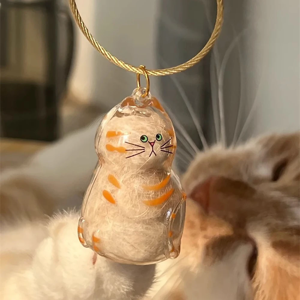 Bright Link Capsule Toys Keychain Kawaii Transparent My Pet's Fur Container Siamese Tabby Hachi Cat Pendant Collection Figures