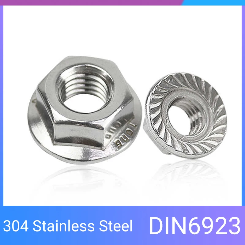 M3 M4 M5 M6 M8 M10 M12 High Quality Stainless Steel Hexagon Hex Head Serrated Spinlock Flange Nut Locknut Lock Nut DIN6923